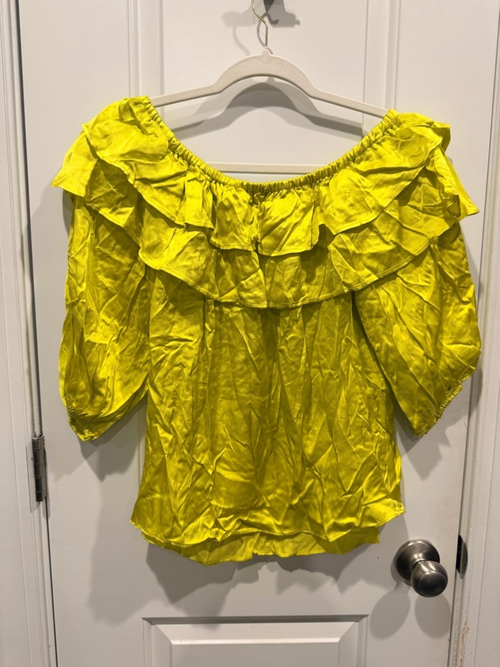 CeCe Yellow Off-Shoulder Ruffle Blouse - Picture 2 of 3